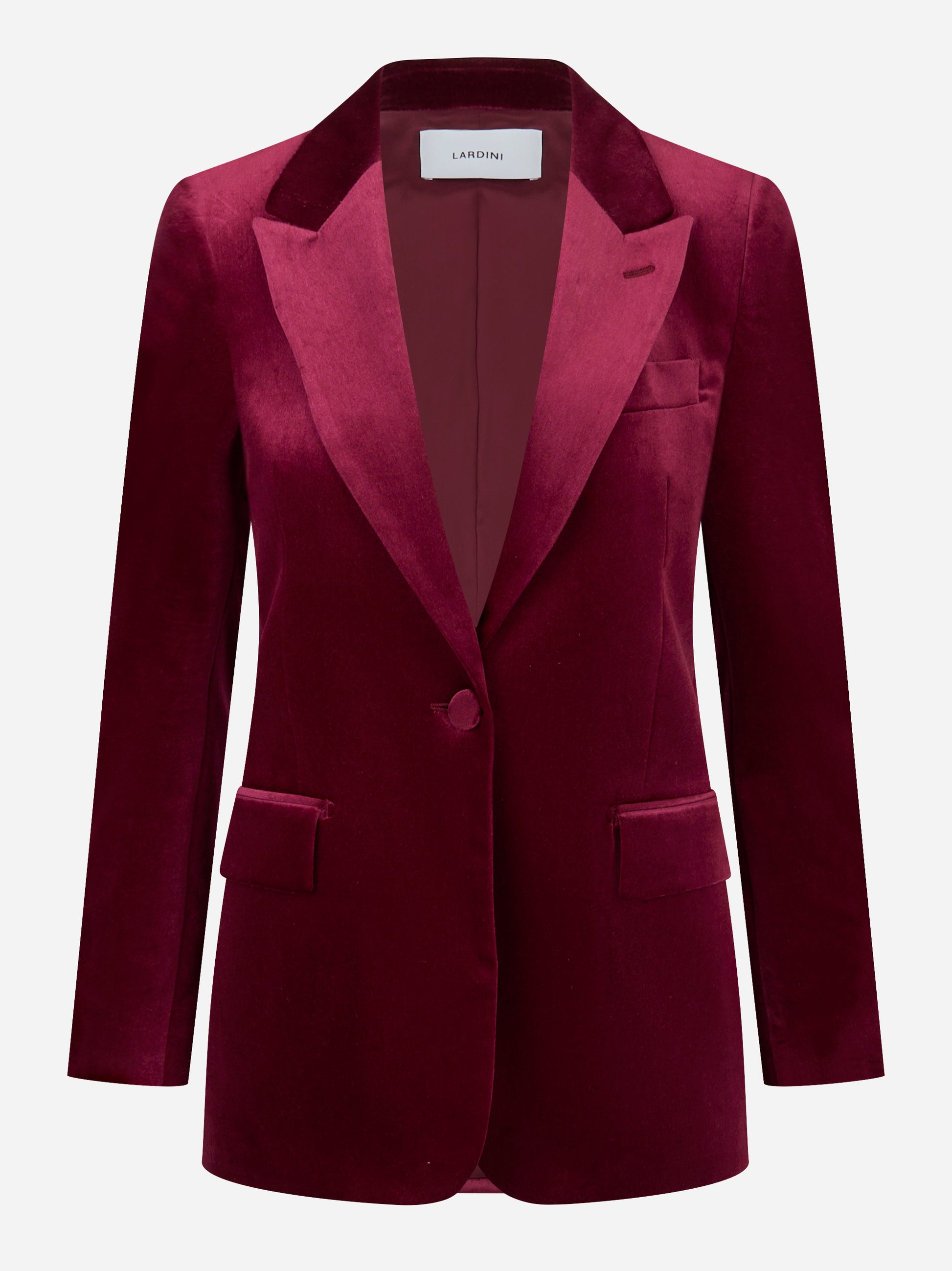 Blazer bordeaux con rever a lancia in velluto liscio