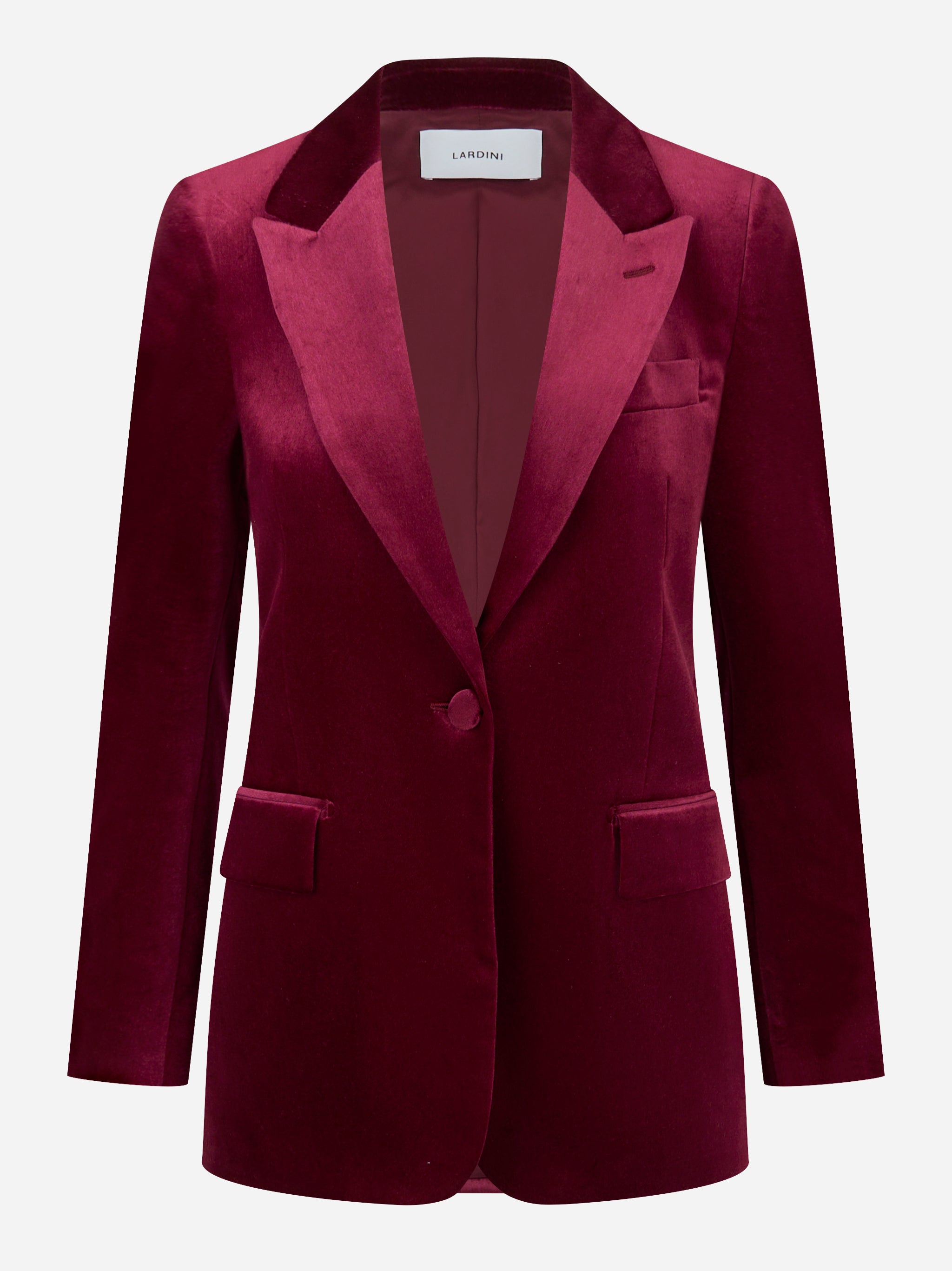Blazer bordeaux con rever a lancia in velluto liscio