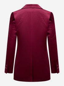 Blazer bordeaux con rever a lancia in velluto liscio