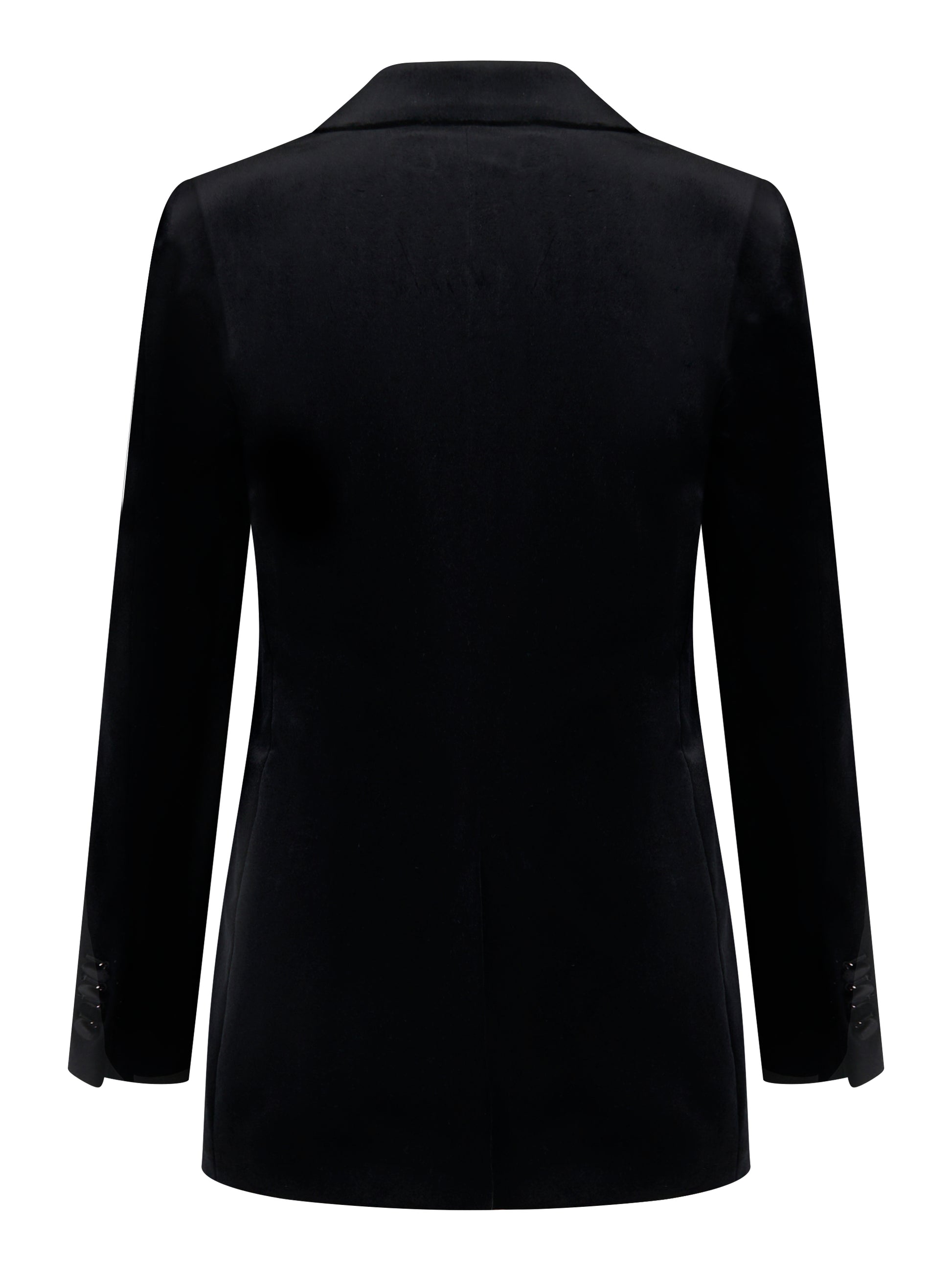 Blazer nero con rever a lancia in velluto liscio