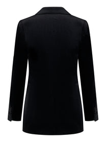 Blazer nero con rever a lancia in velluto liscio