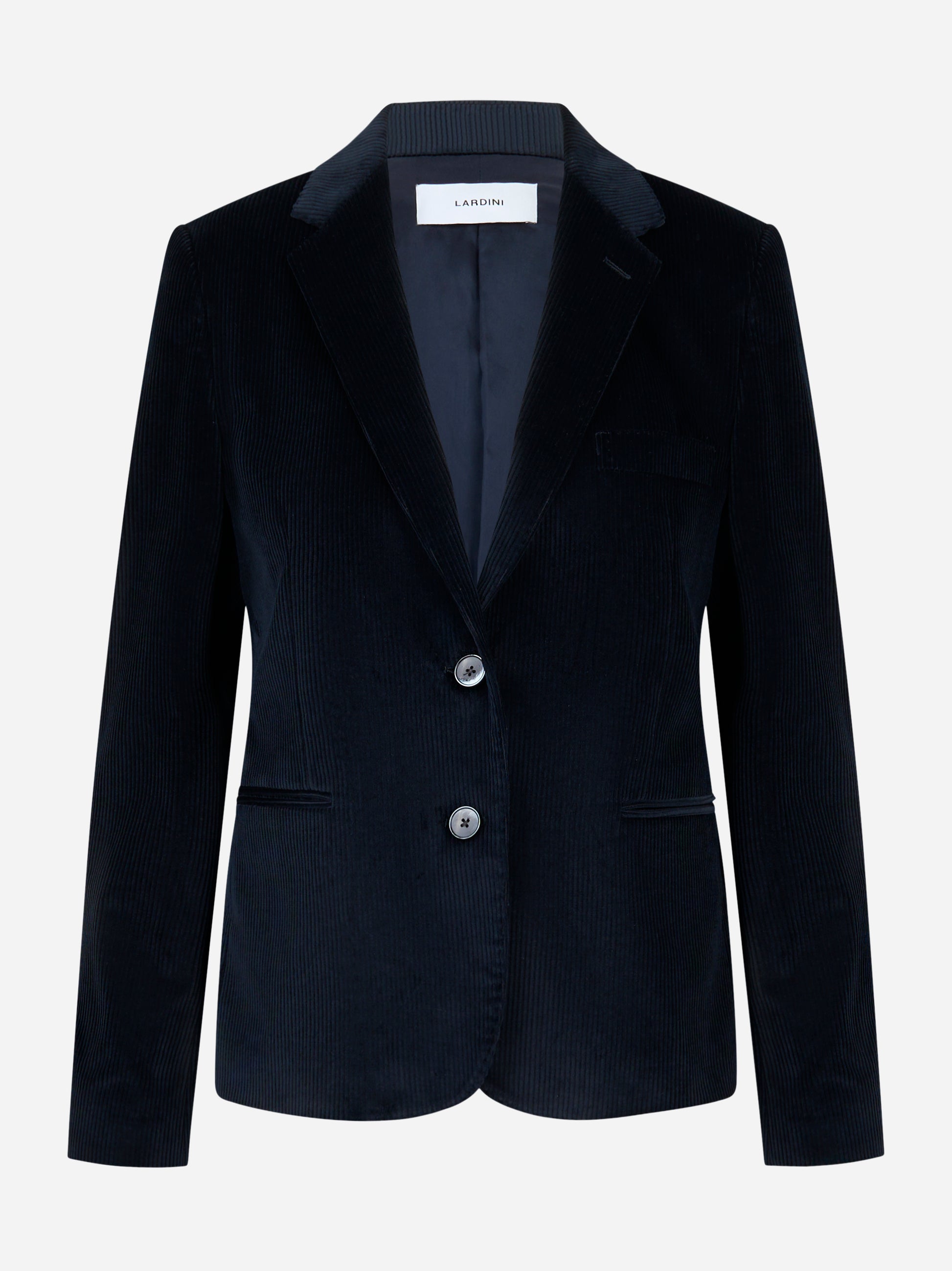 Blazer short blu in velluto a coste