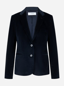Blazer short blu in velluto a coste