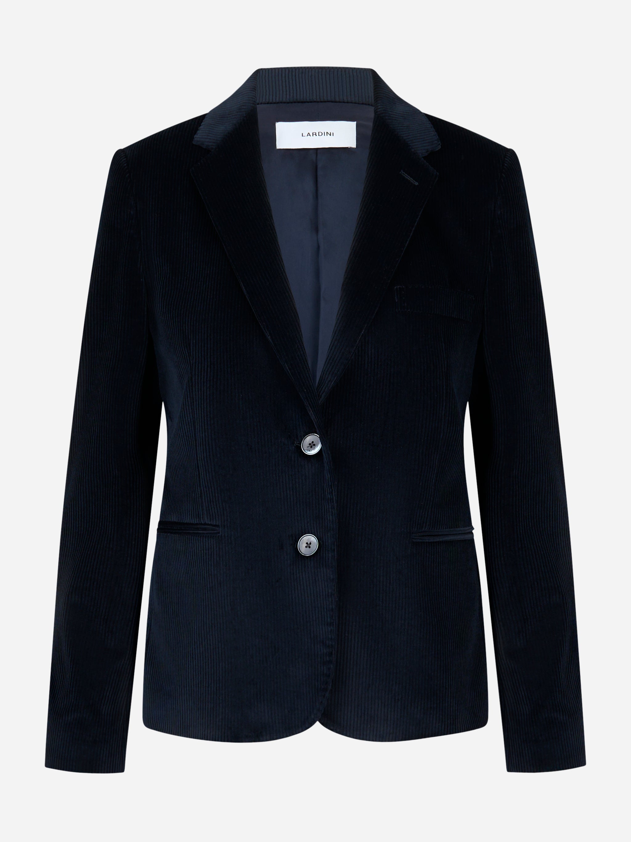 Blazer short blu in velluto a coste