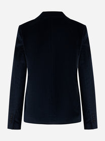 Blazer short blu in velluto a coste