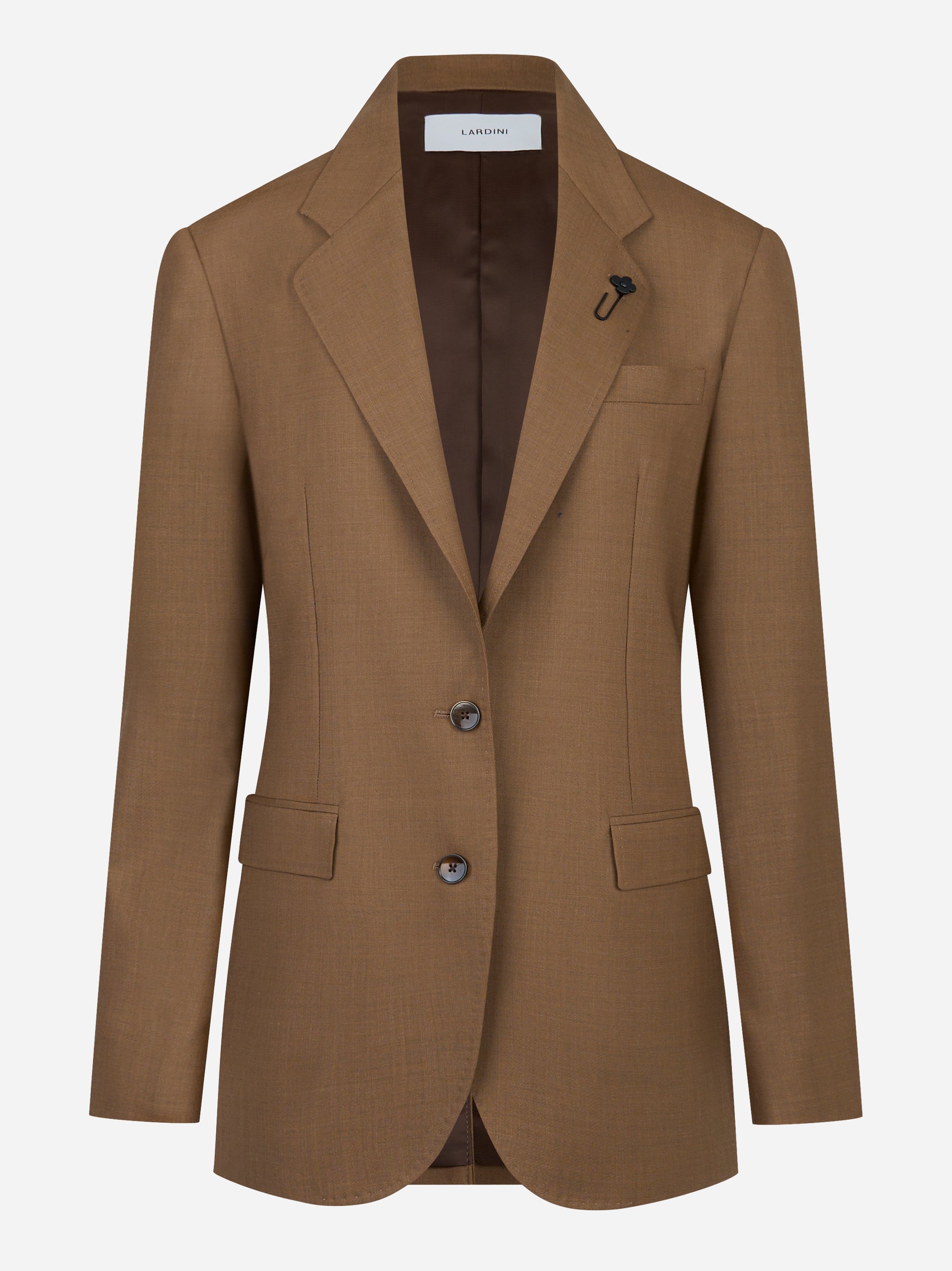 Blazer monopetto beige in tela di lana stretch