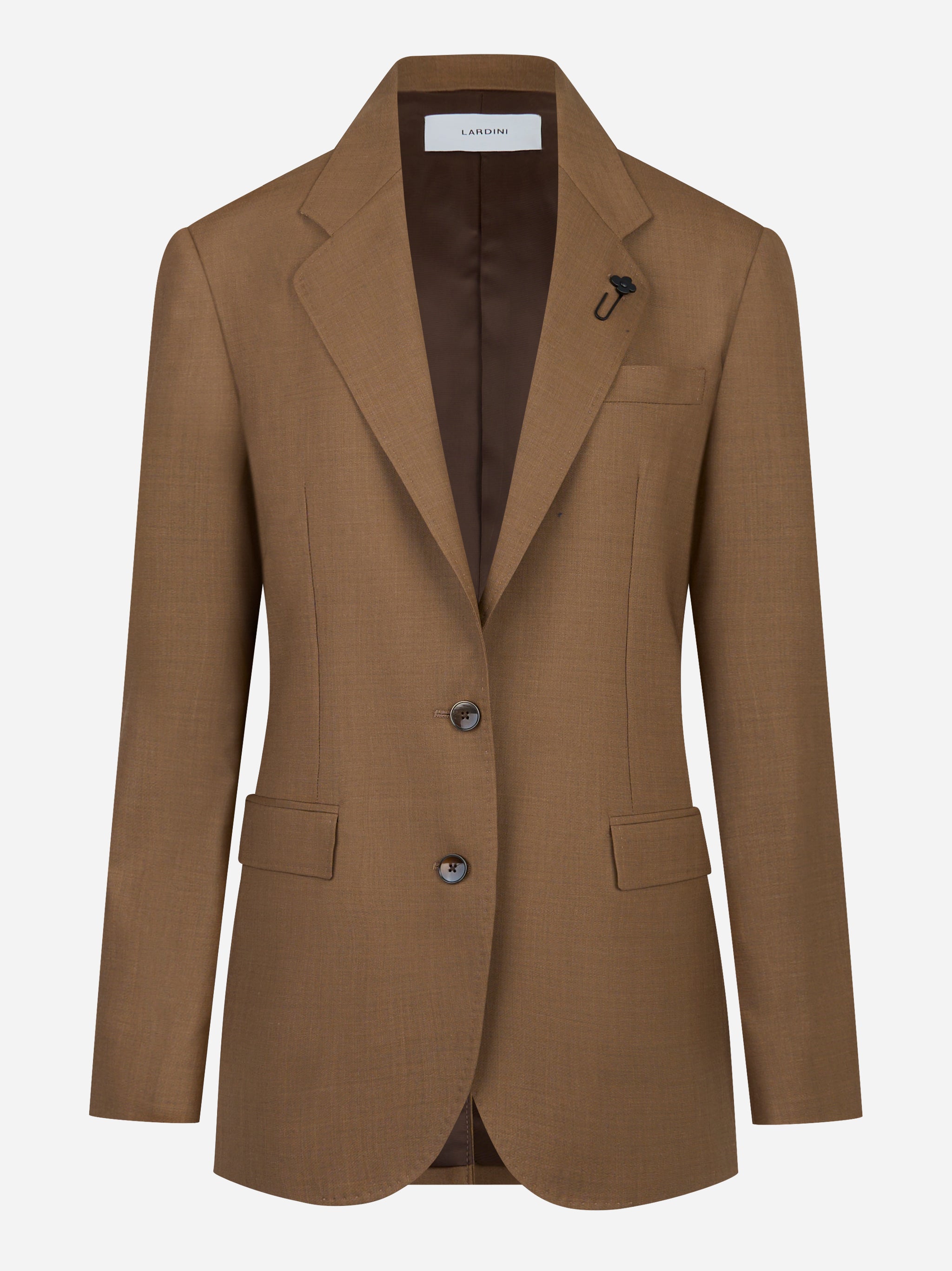 Blazer monopetto beige in tela di lana stretch