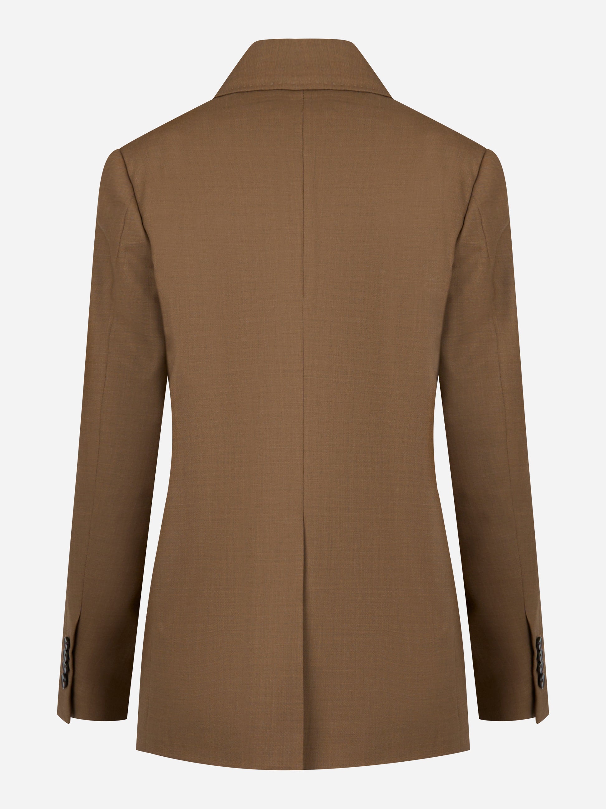 Blazer monopetto beige in tela di lana stretch