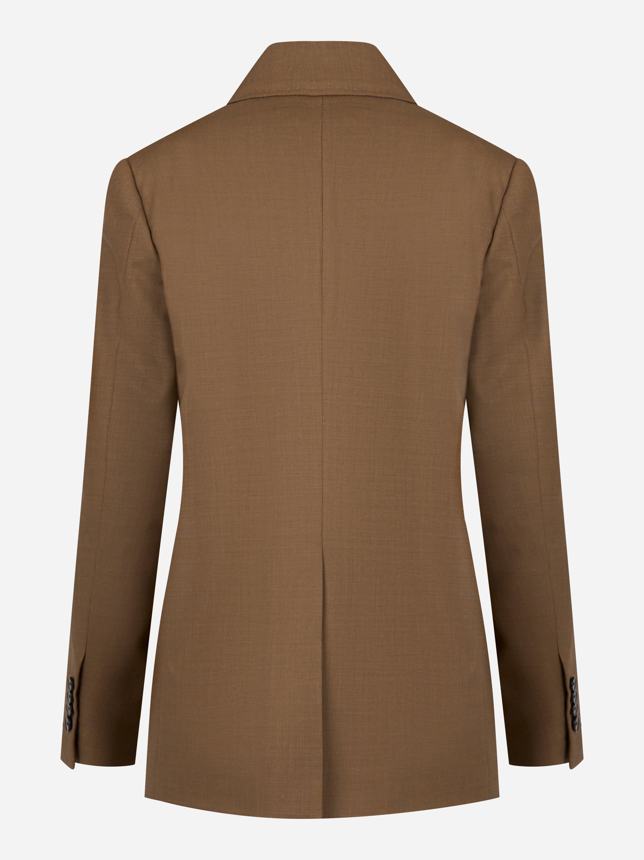 Blazer monopetto beige in tela di lana stretch