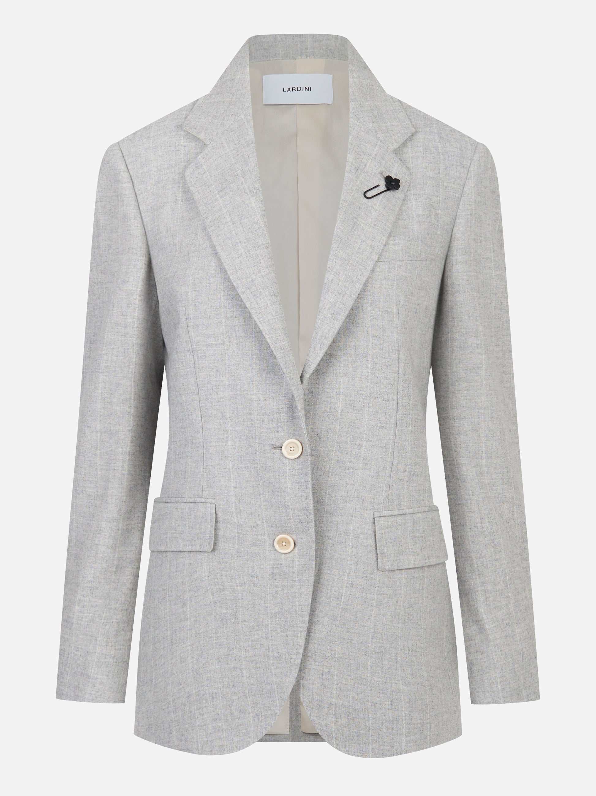 Blazer monopetto grigio in lana e cashmere