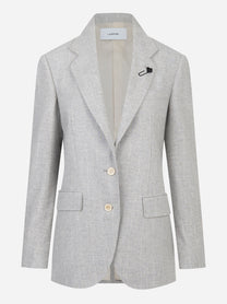 Blazer monopetto grigio in lana e cashmere