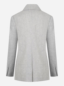 Blazer monopetto grigio in lana e cashmere