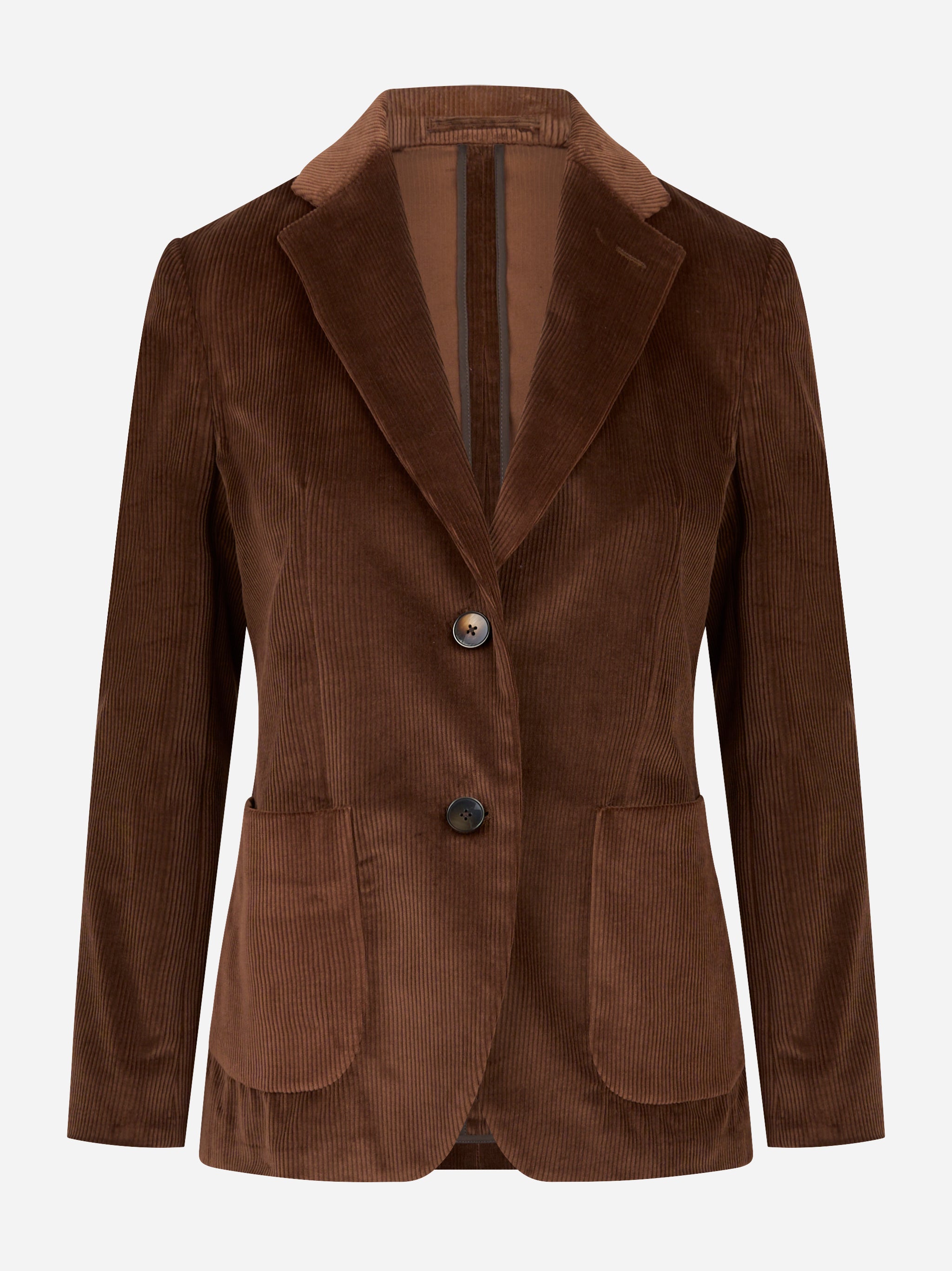 Blazer monopetto marrone in velluto a coste