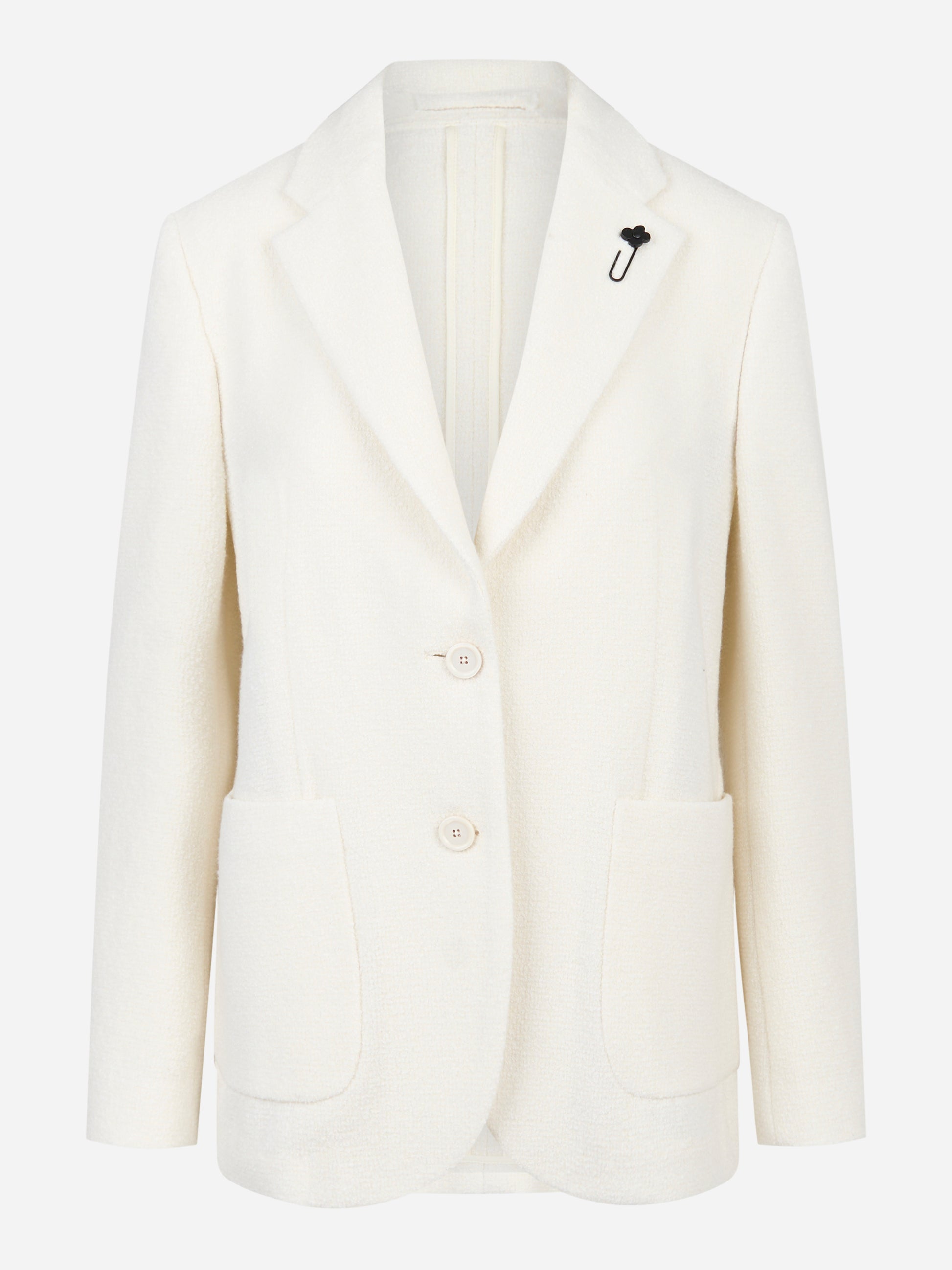 Blazer monopetto bianco in lana seta e cashmere