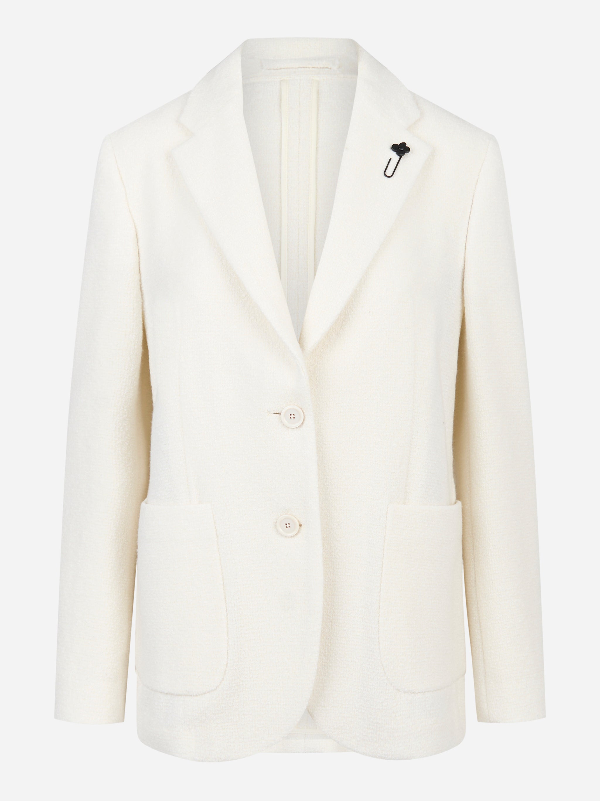 Blazer monopetto bianco in lana seta e cashmere