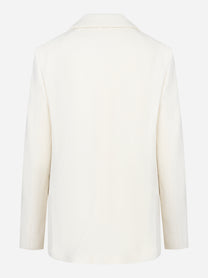 Blazer monopetto bianco in lana seta e cashmere