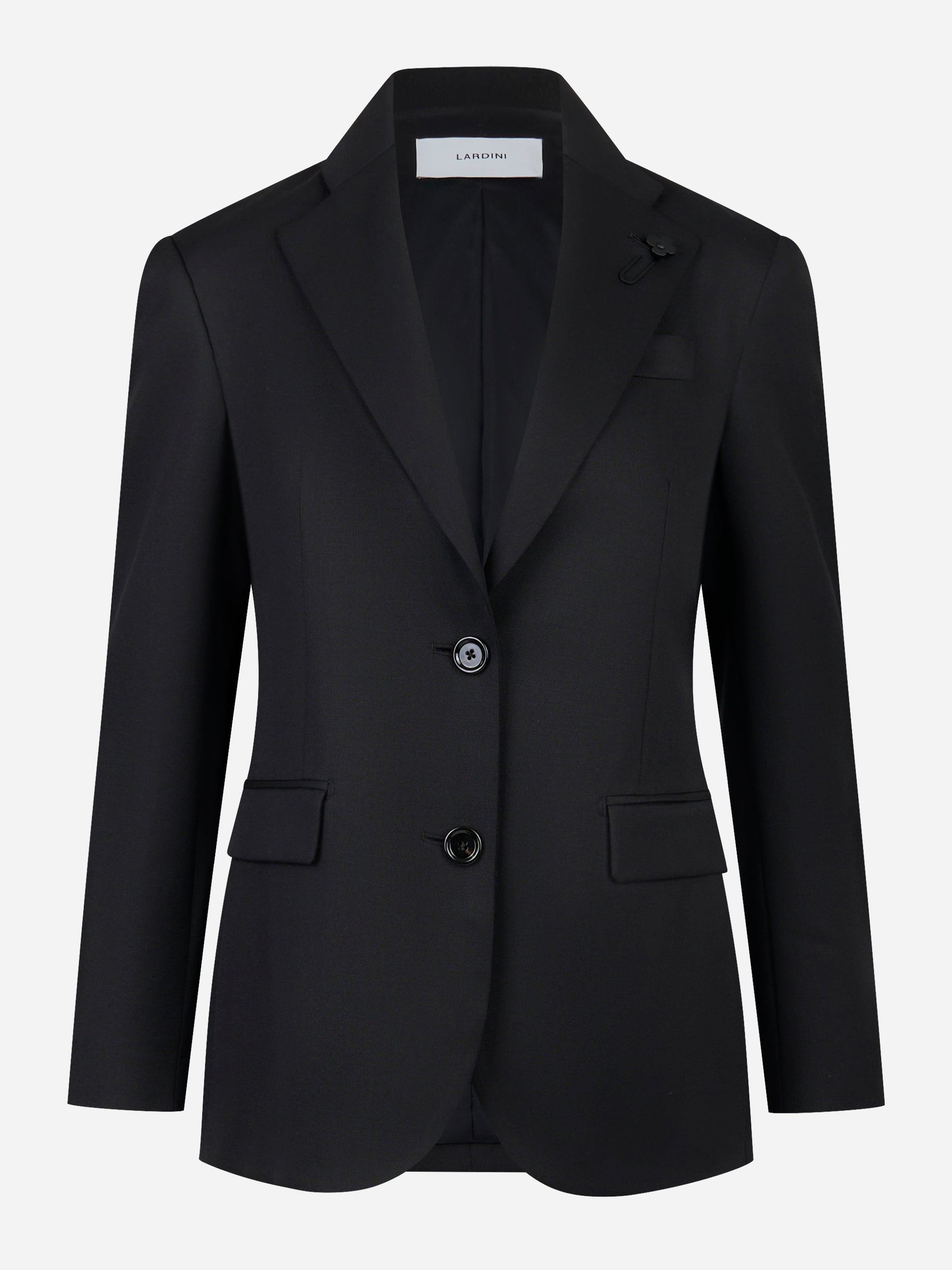 Blazer monopetto nero con tasche a pattina