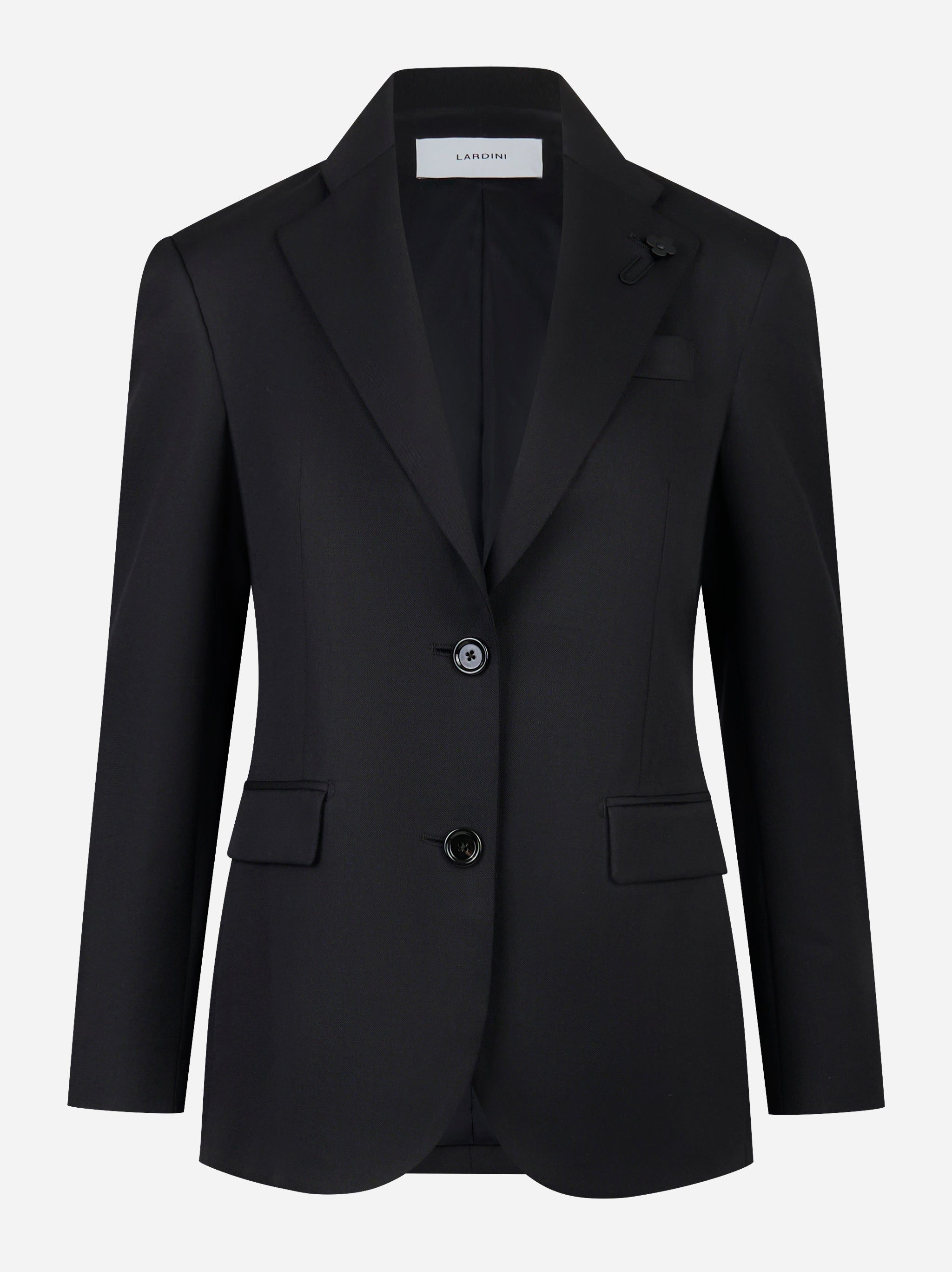 Blazer monopetto nero con tasche a pattina