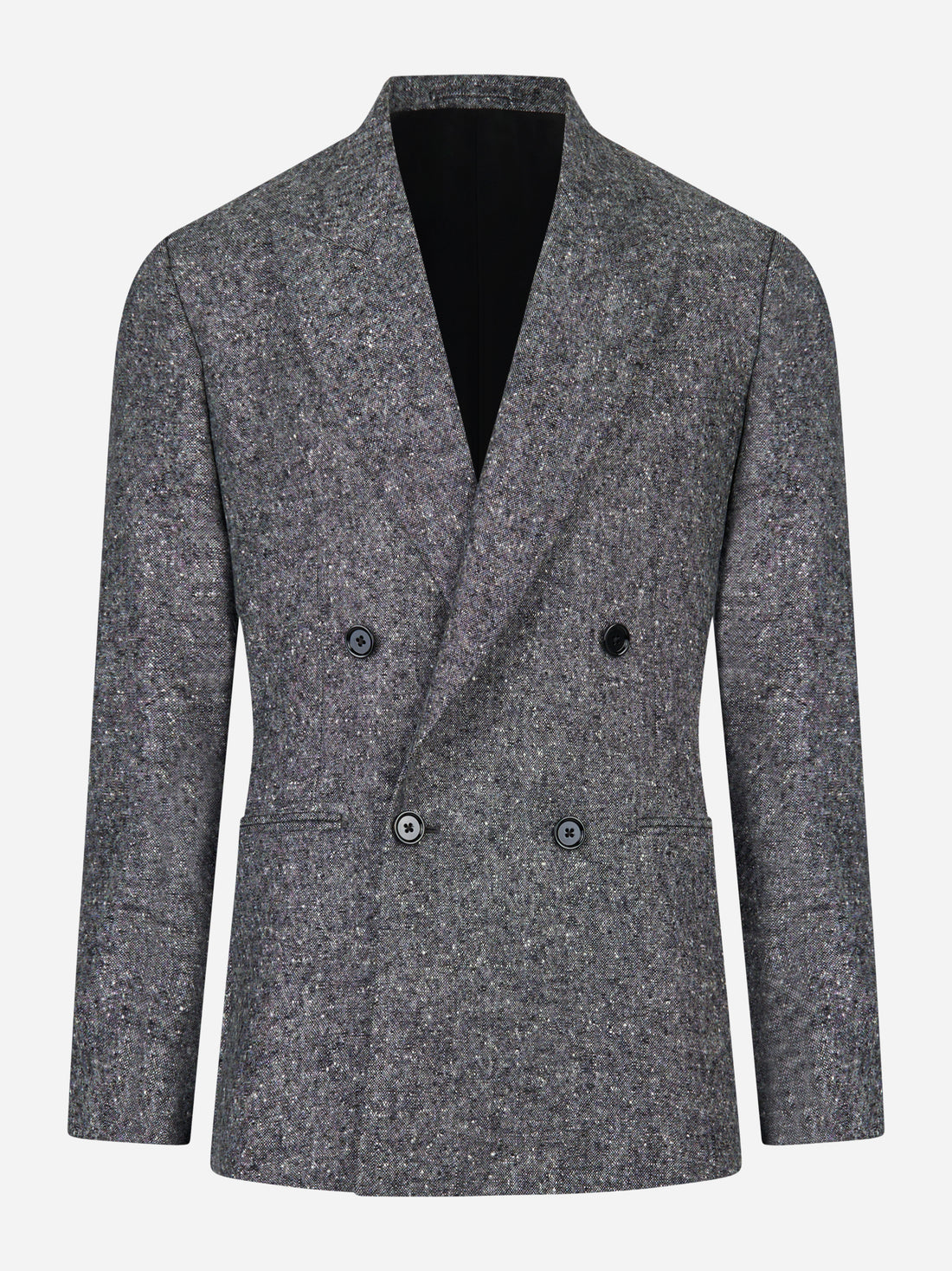 Blazer doppiopetto quattro bottoni in donegal grigio