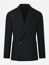Blazer doppiopetto quattro bottoni in lana nero