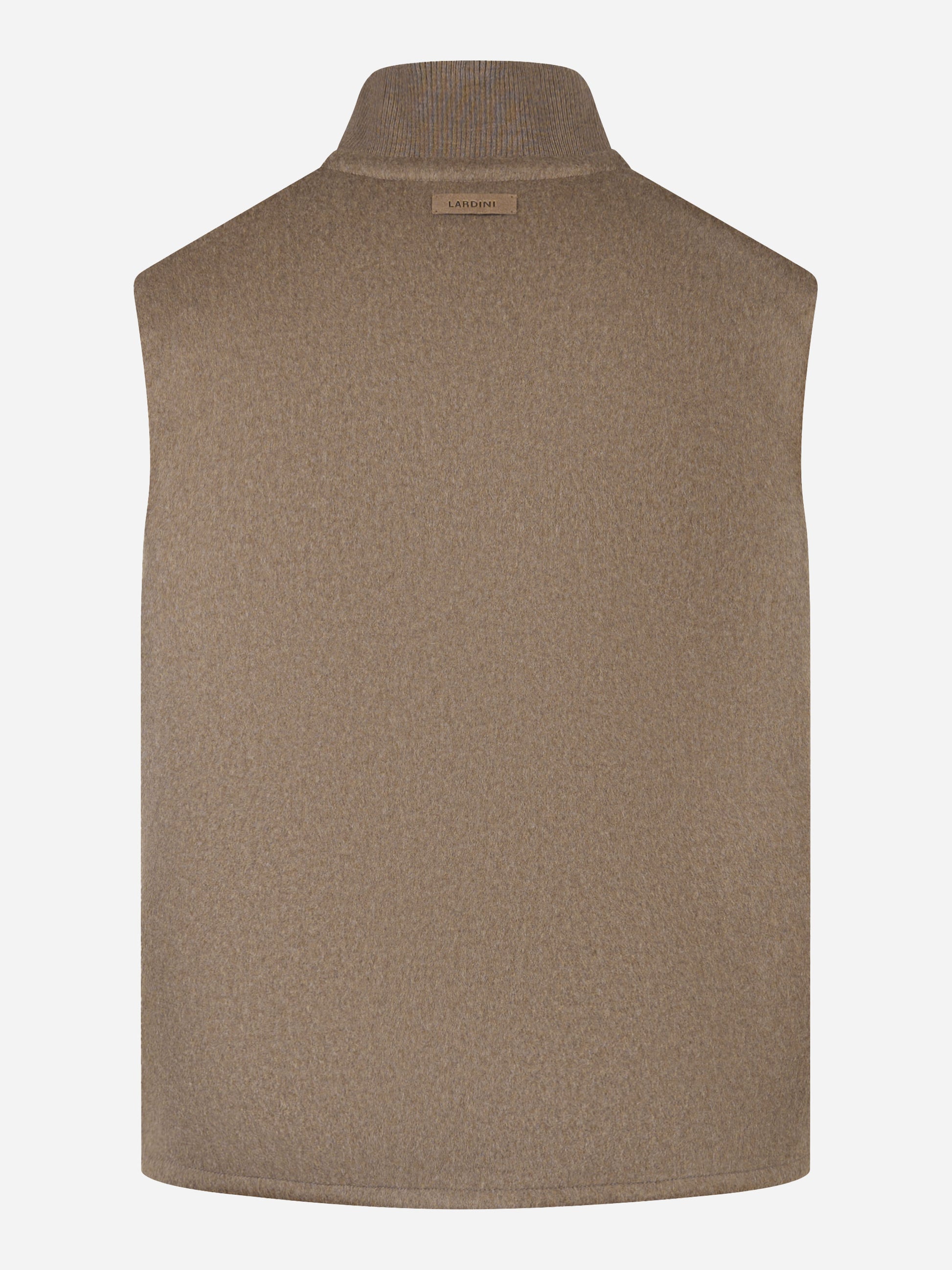 Gilet con zip in lana beige