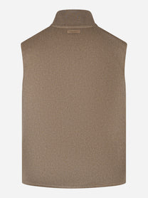 Gilet con zip in lana beige