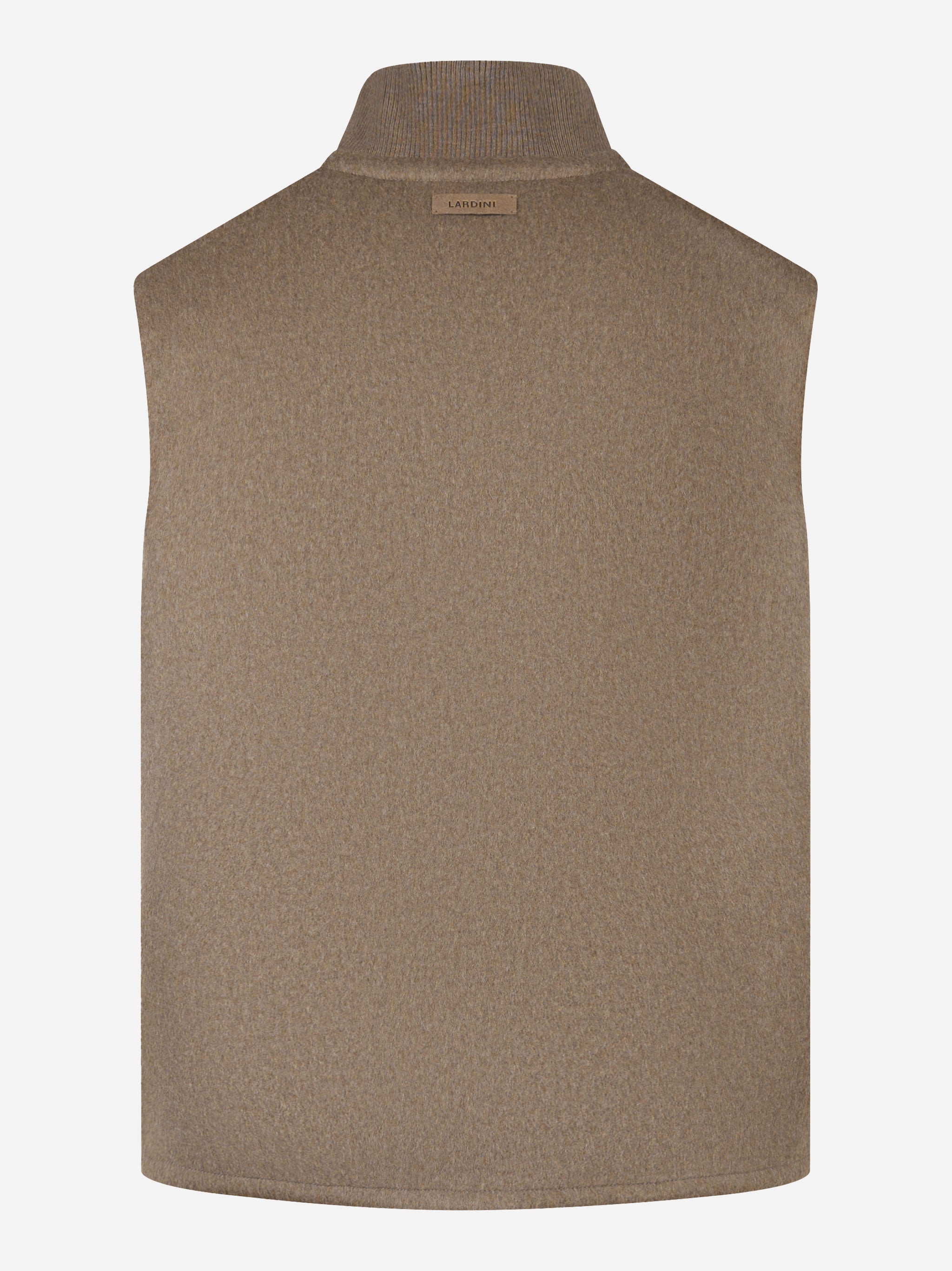 Gilet con zip in lana beige