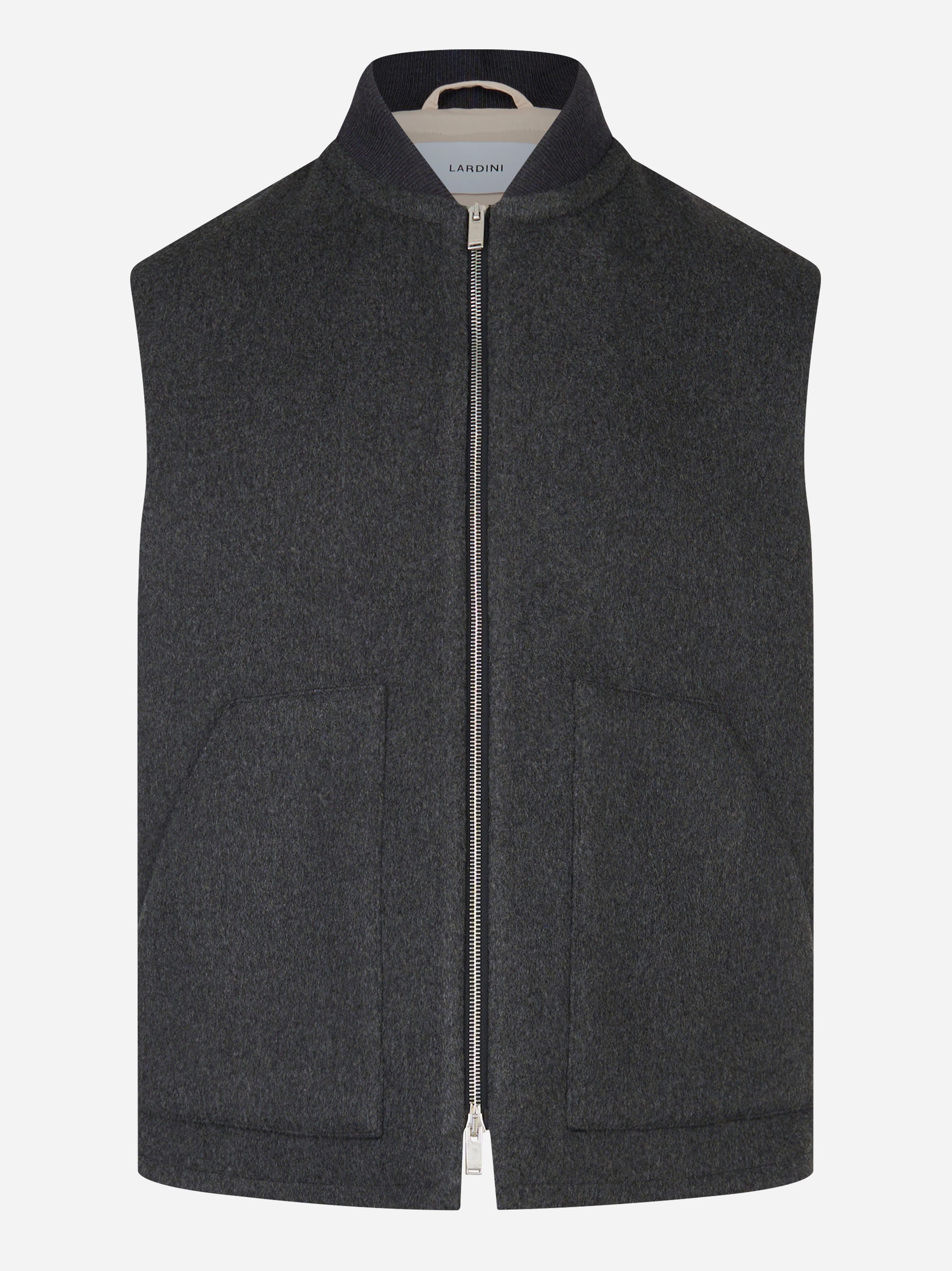 Gilet con zip in lana grigio