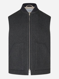 Gilet con zip in lana grigio