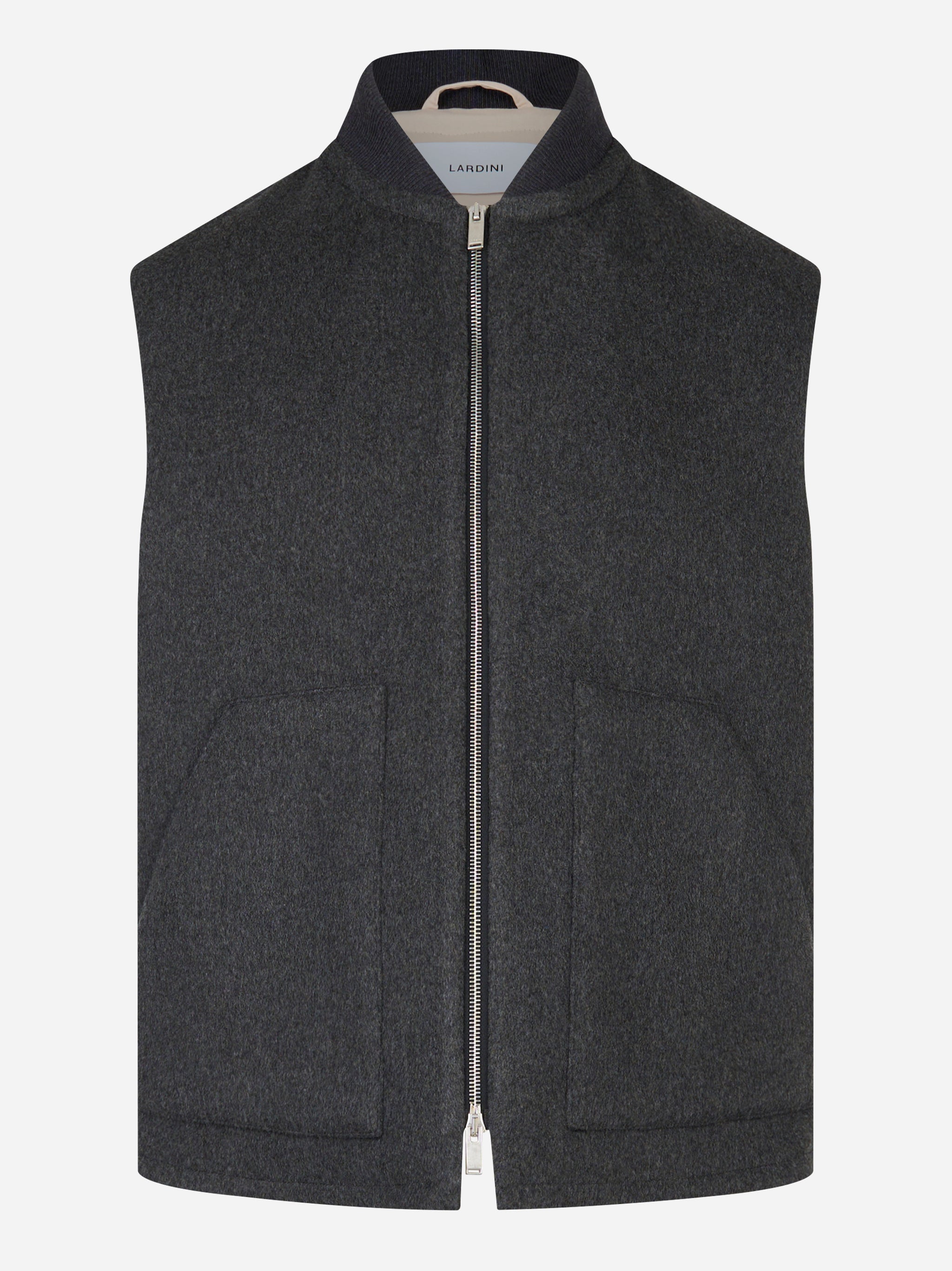 Gilet con zip in lana grigio