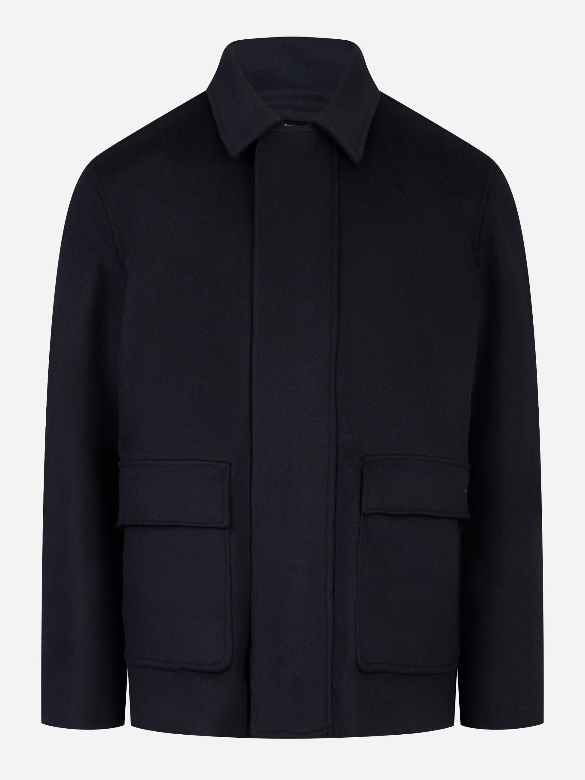 Giacca con zip nascosta in lana blu