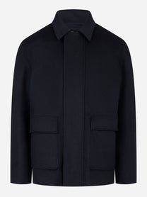 Giacca con zip nascosta in lana blu