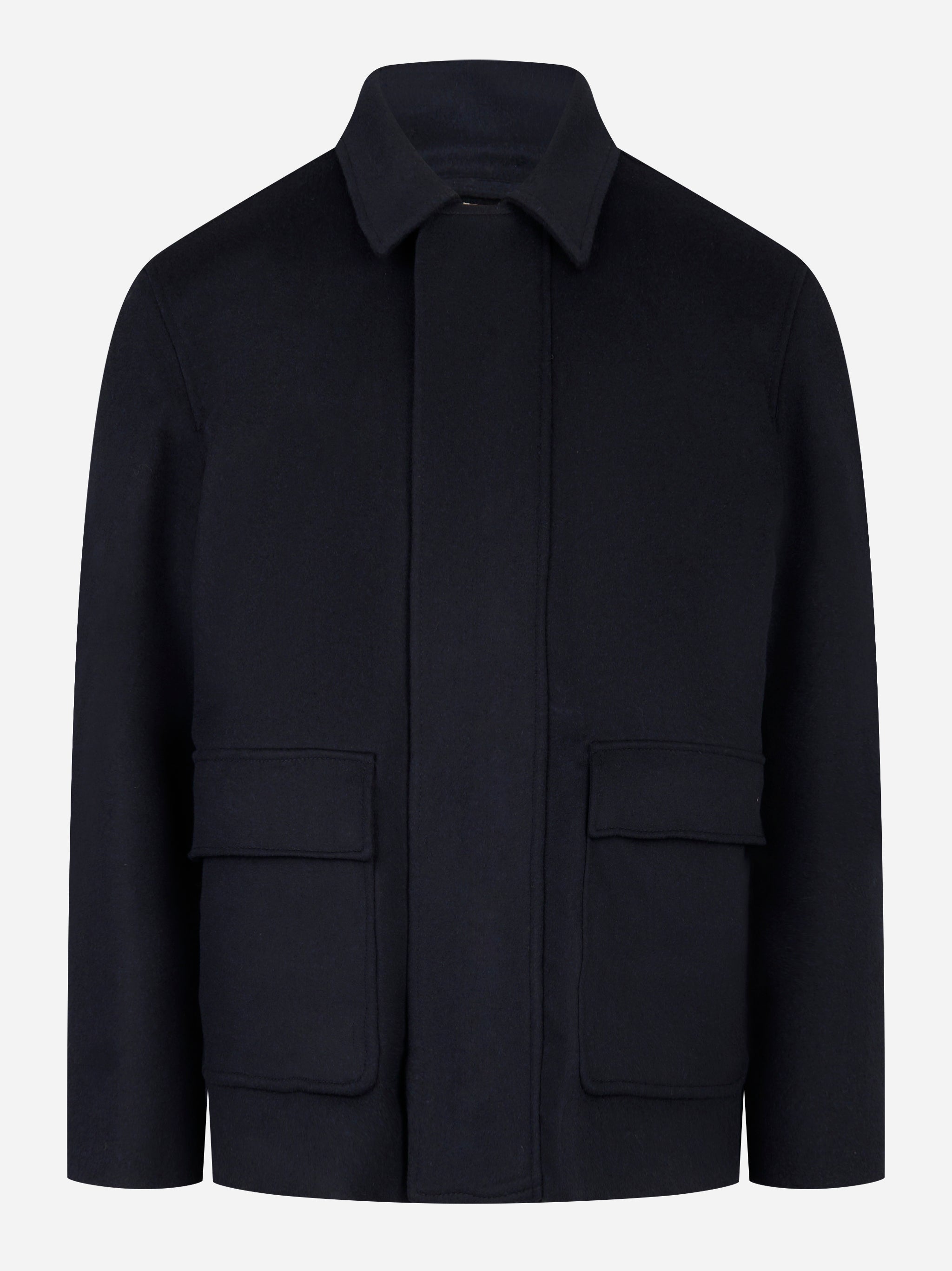 Giacca con zip nascosta in lana blu