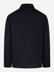 Giacca con zip nascosta in lana blu