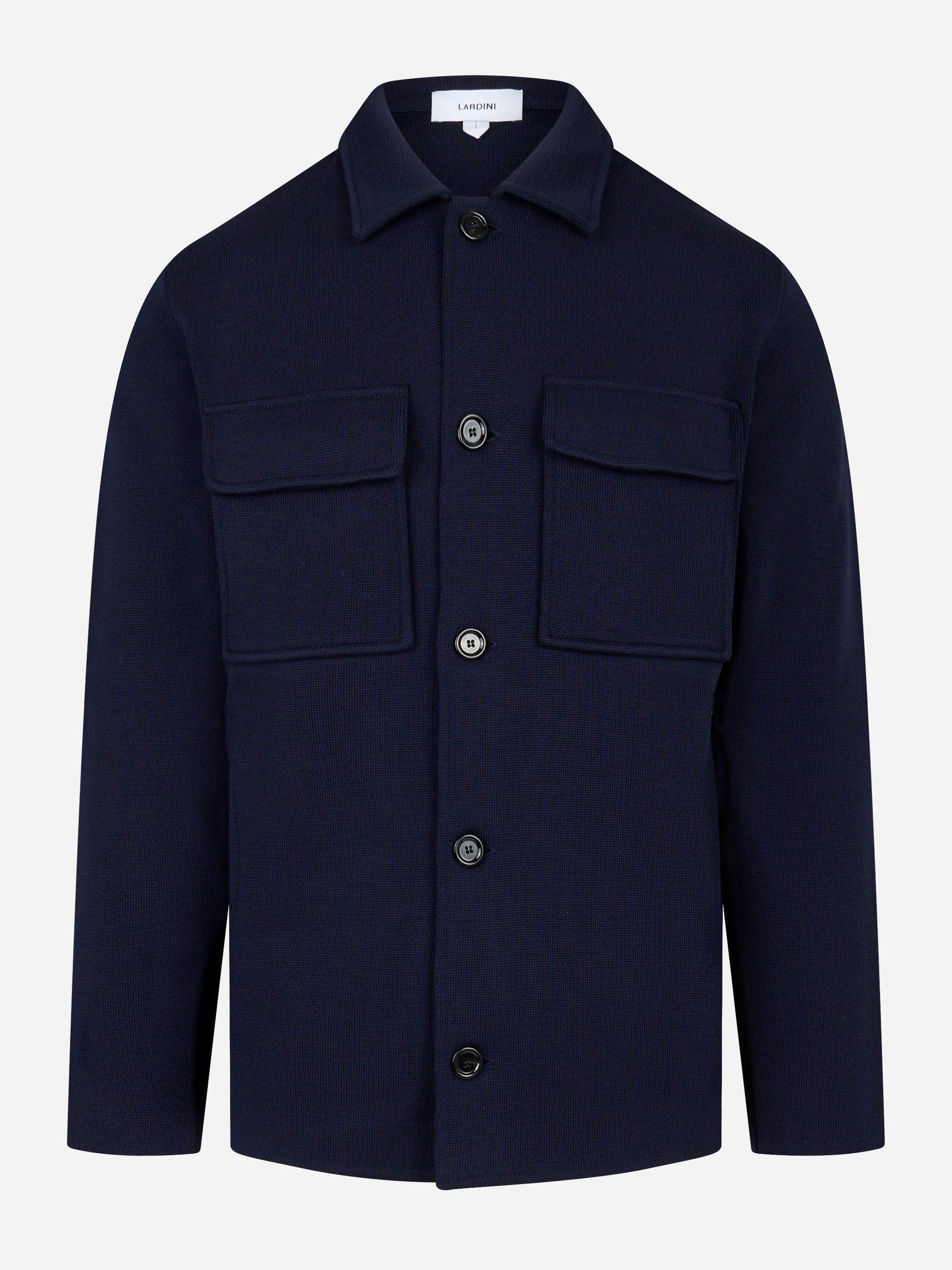 Giacca maglia con tasche in lana Blu