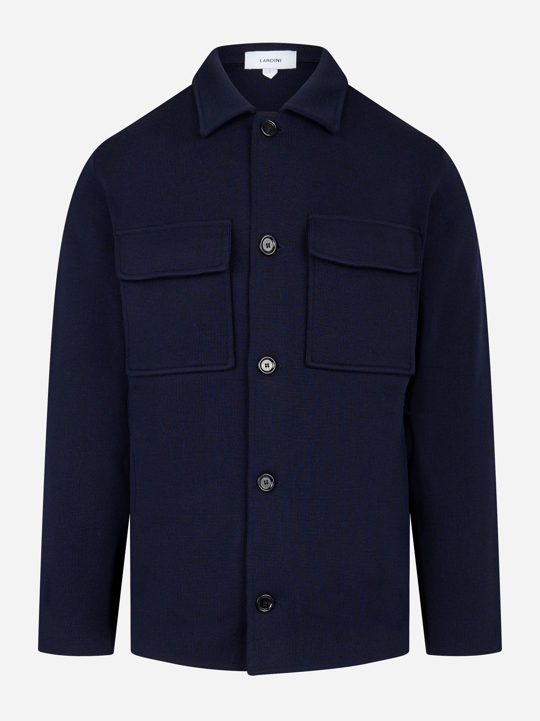 Giacca maglia con tasche in lana Blu