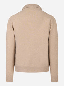 Bomber con colletto in lana double beige