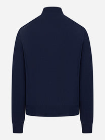 Bomber con bottoni in lana double blu