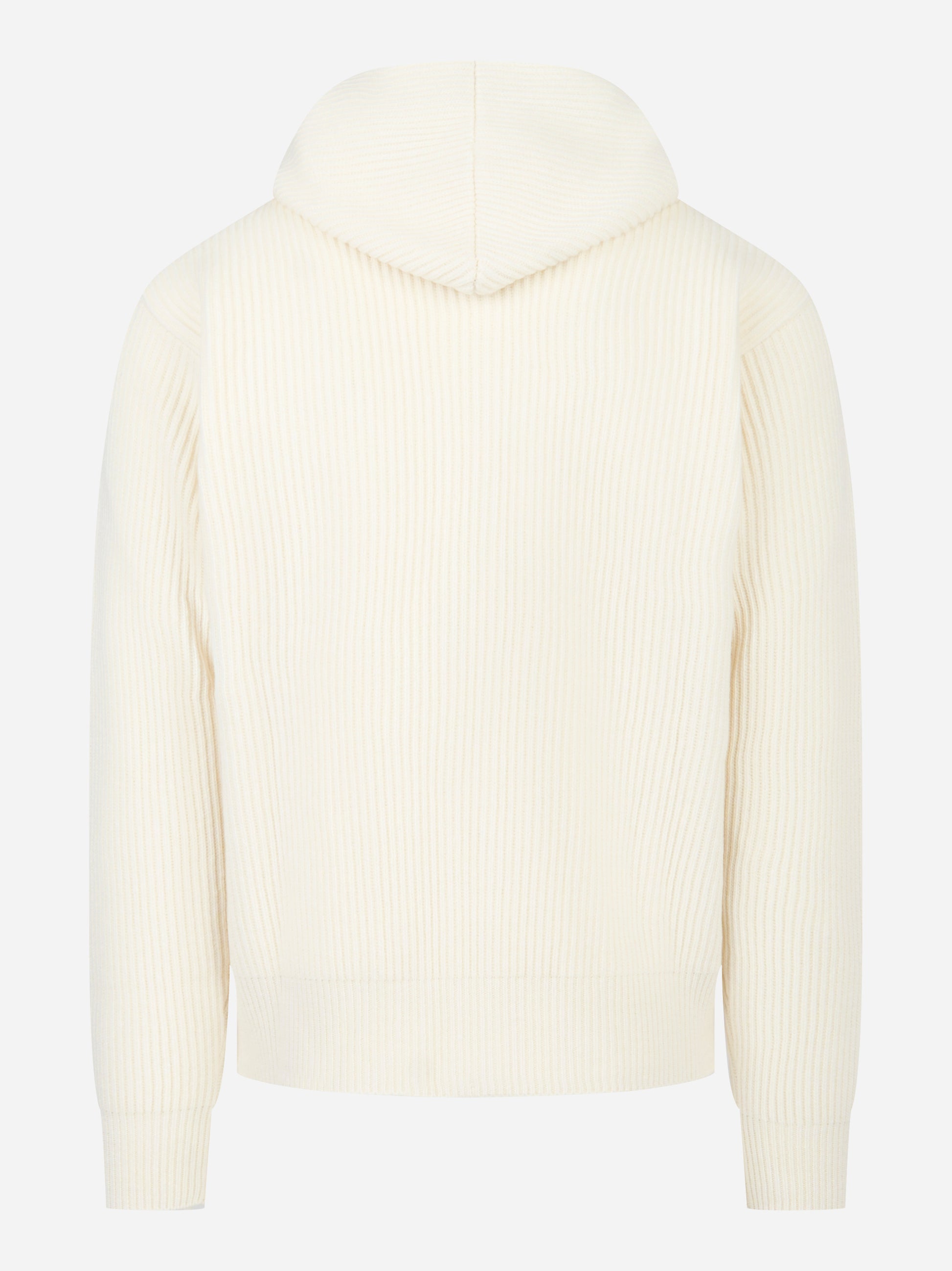 Maglia con zip e cappuccio in lana bianca