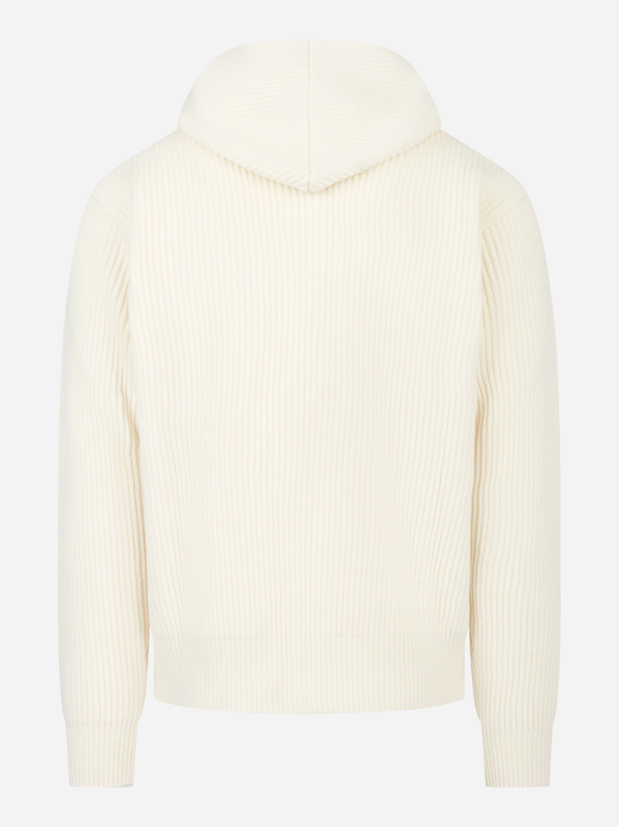 Maglia con zip e cappuccio in lana bianca