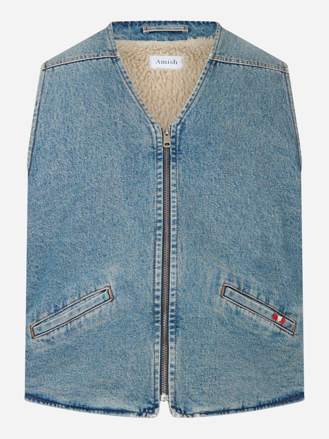 Gilet in denim con orsetto