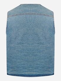 Gilet in denim con orsetto