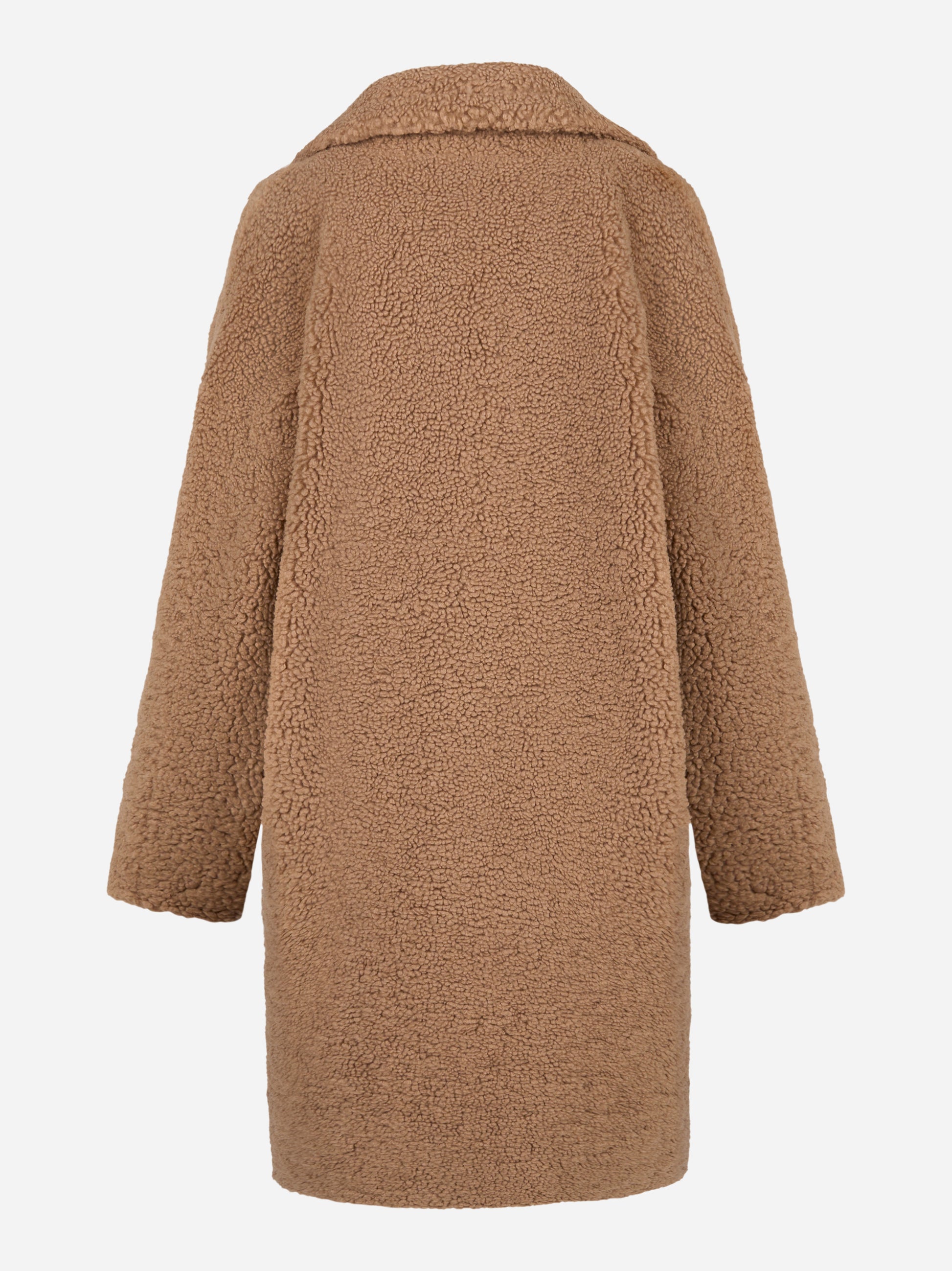 Cappotto doppiopetto beige in teddy