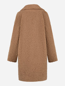 Cappotto doppiopetto beige in teddy