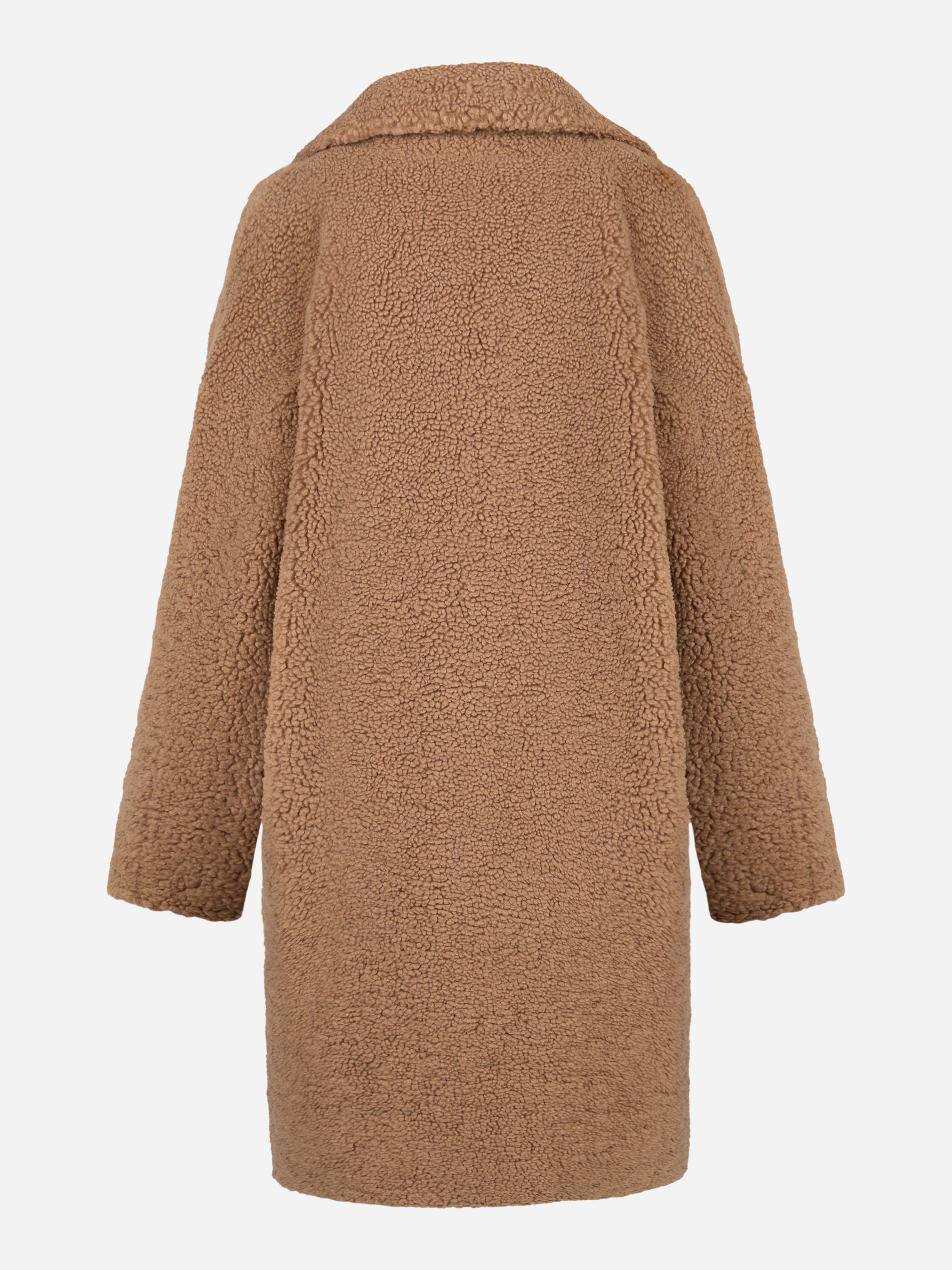 Cappotto doppiopetto beige in teddy