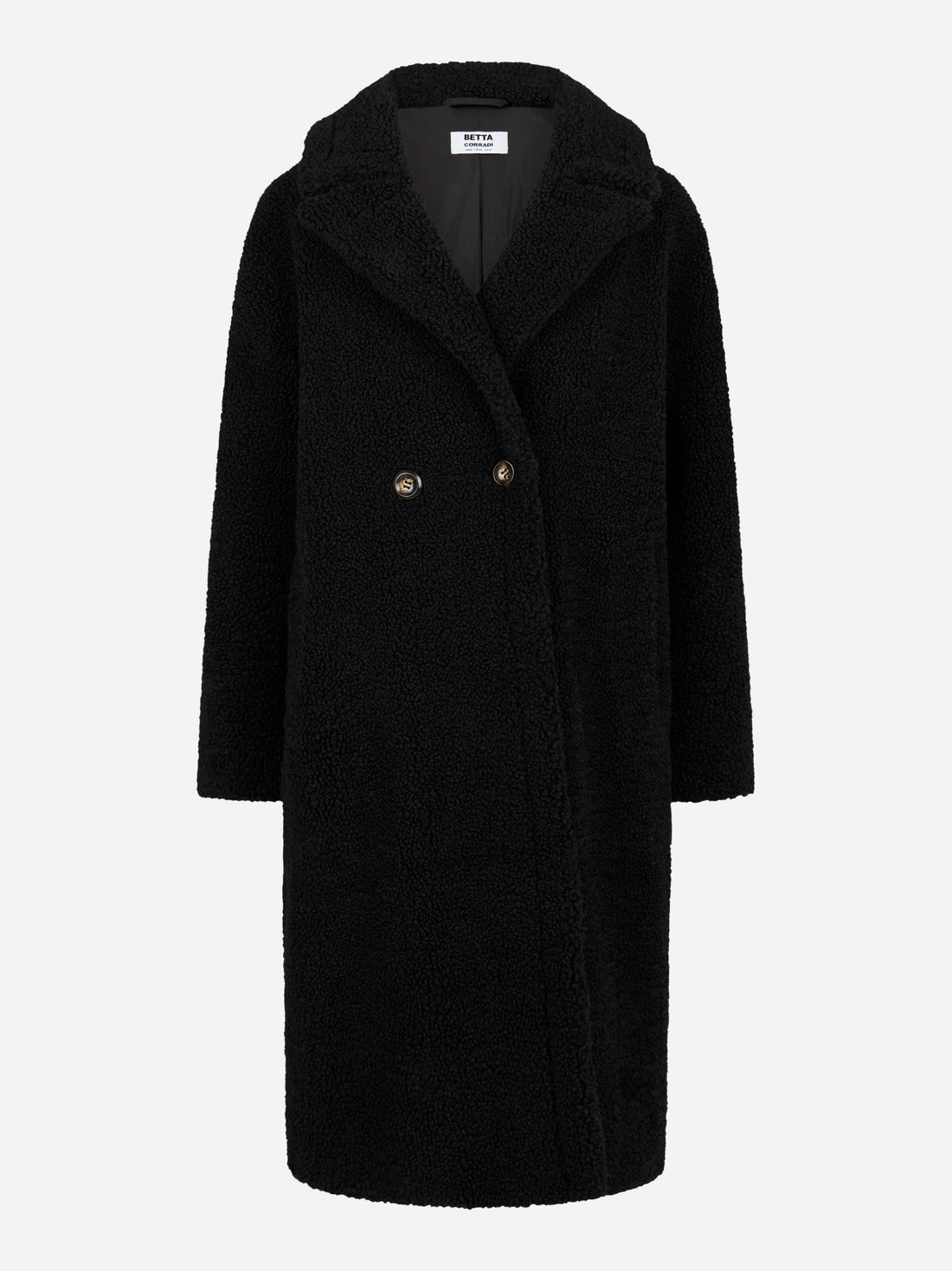 Cappotto doppiopetto nero in teddy