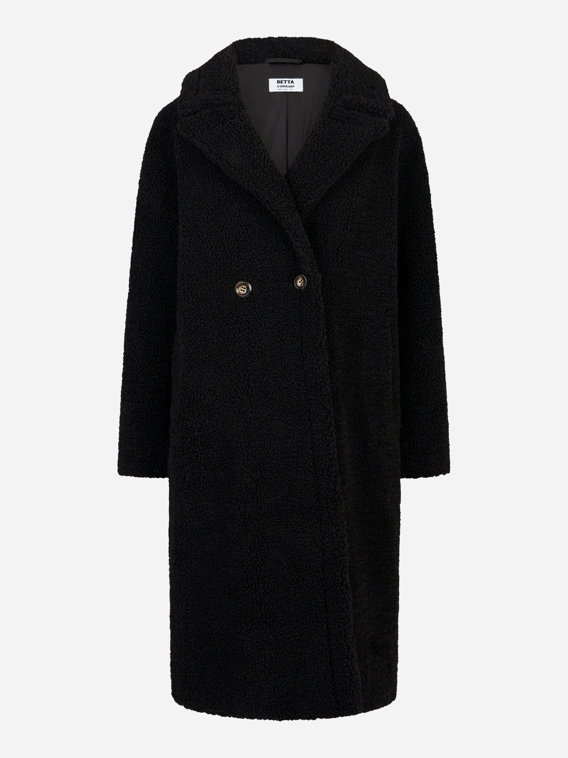 Cappotto doppiopetto nero in teddy