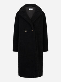 Cappotto doppiopetto nero in teddy