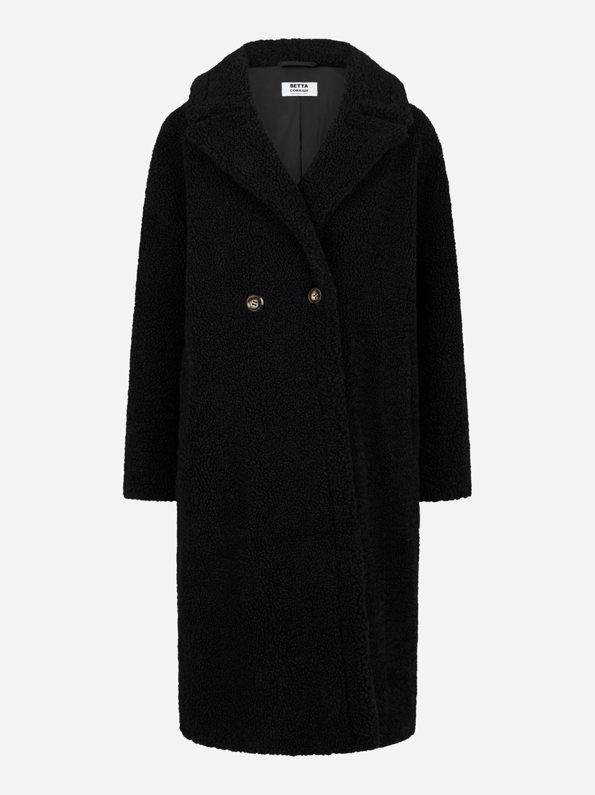 Cappotto doppiopetto nero in teddy