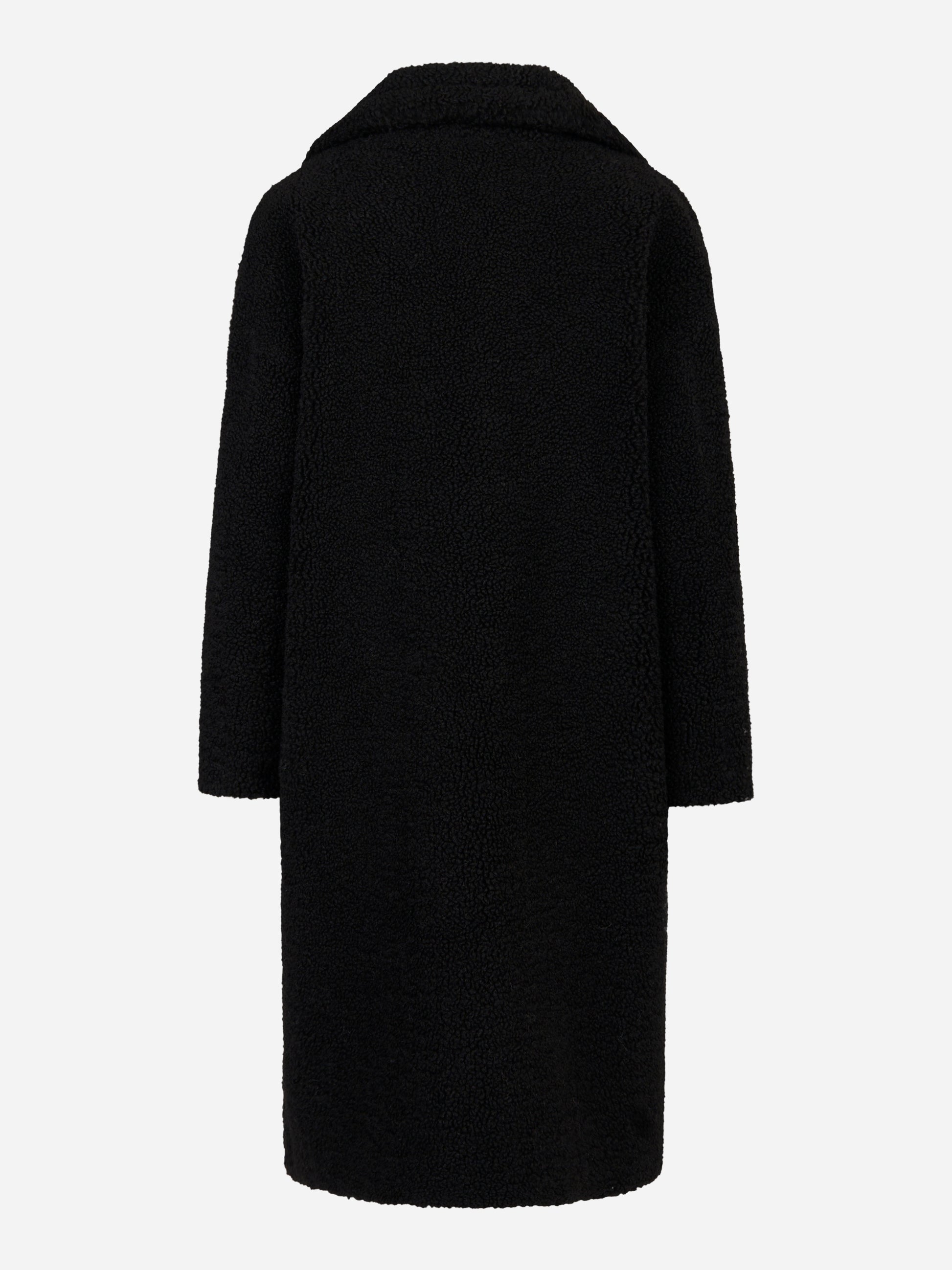 Cappotto doppiopetto nero in teddy